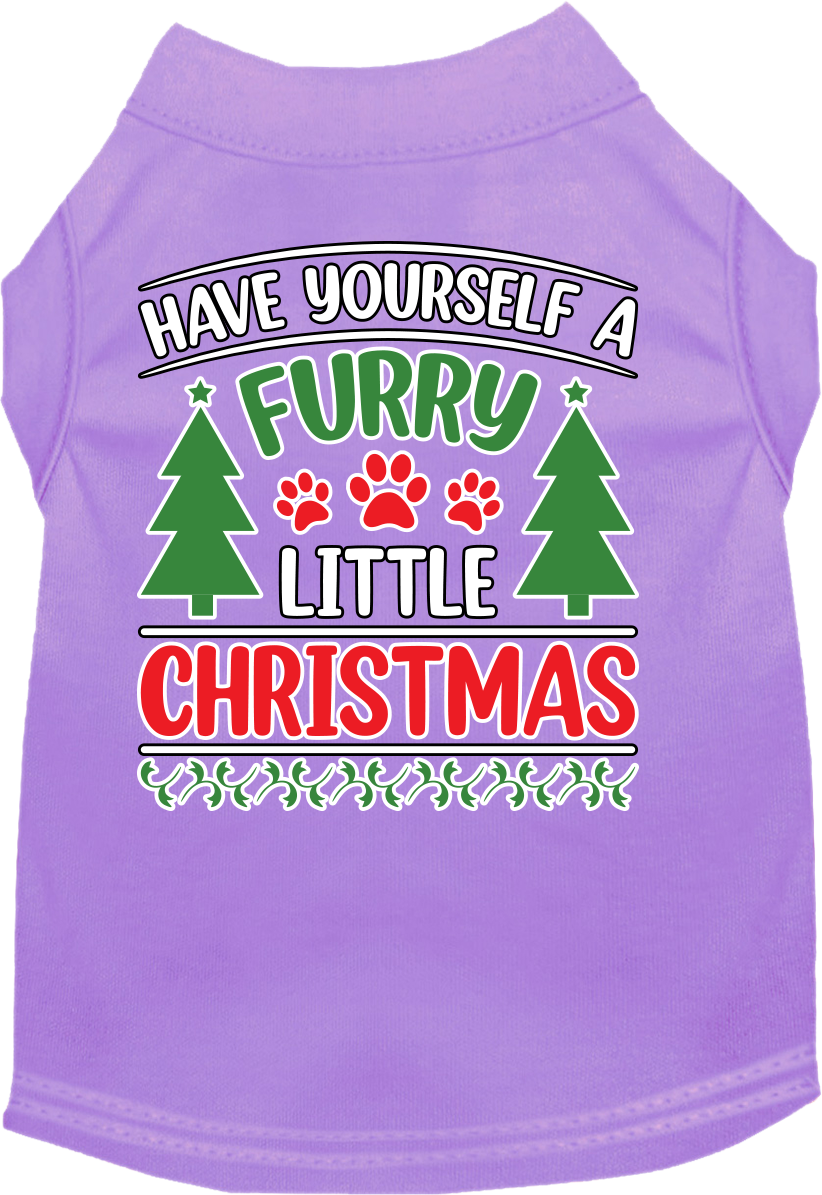 Furry Little Christmas Screen Print Dog Shirt Lavender Size XS